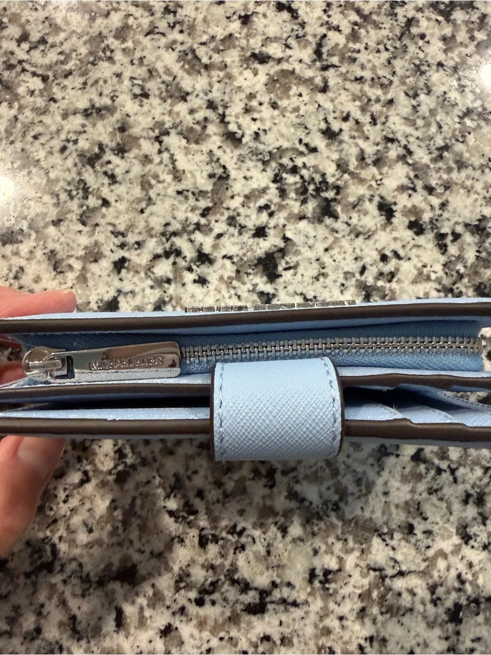 Michael Kors Pale Blue Wallet with Silver Logo